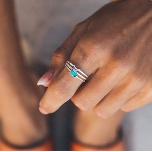 NWT Pura Vida BaguetteCrescent Stackable Ring Set